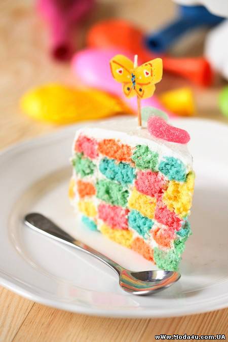Радужный клетчатый торт